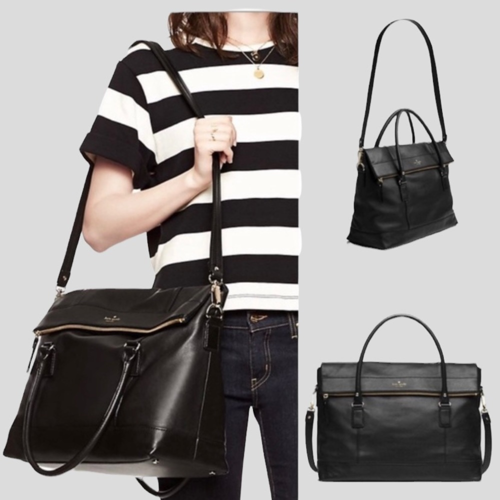 kate spade Black Leather Convertible Satchel
